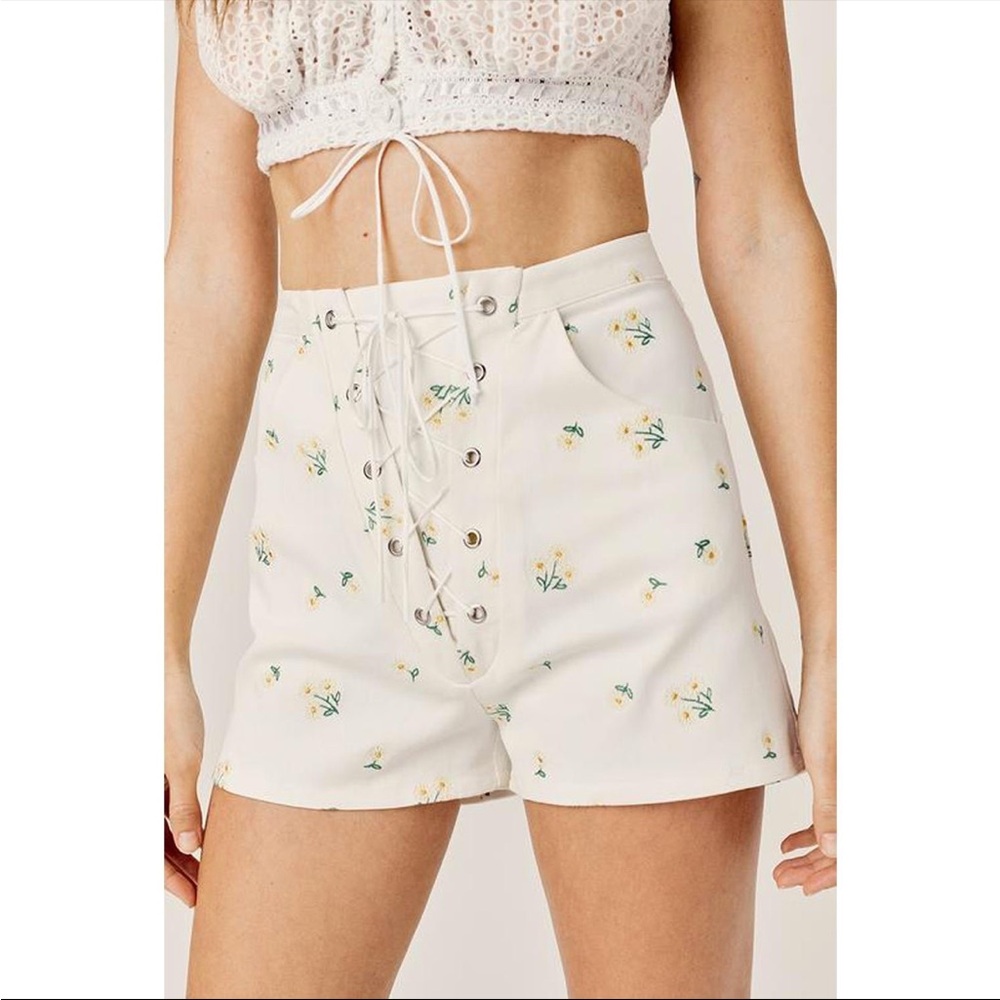 For Love and Lemons Waverly Lace Up Shorts Sz S